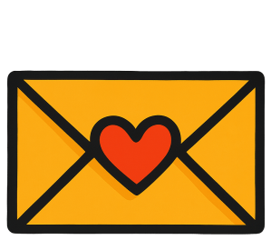 Envelope icon with a heart seal, symbolizing emotional connection and fictional advice